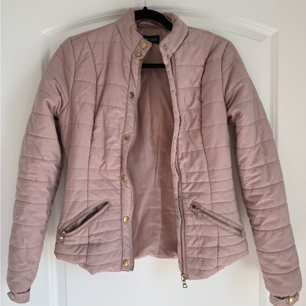 New Look Pink Bomber Jacket with Quilted Design